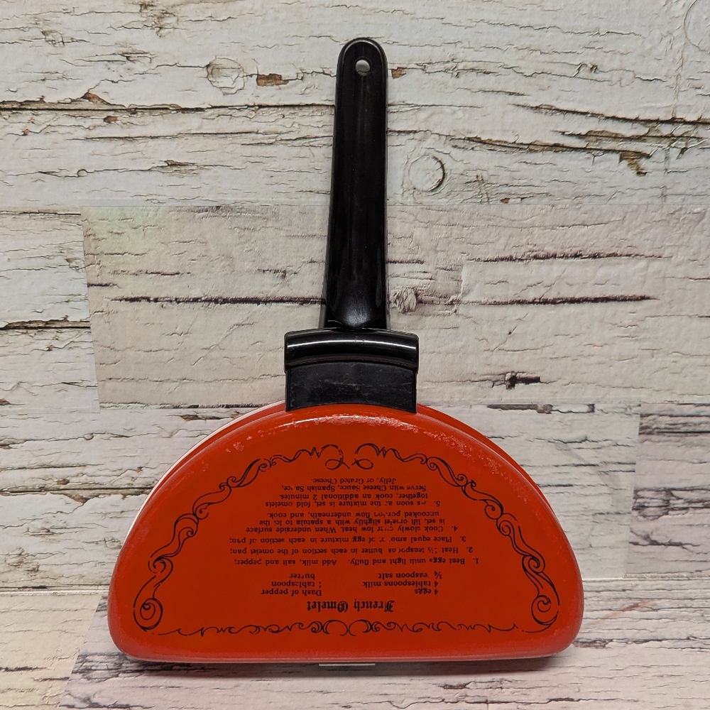 Vintage Mirro Folding Red Omelet Pan Maker Double Fryer French & Puffy Recipes